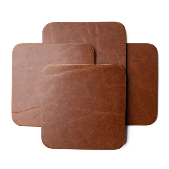 Leather Coasters, Square — Set of 4