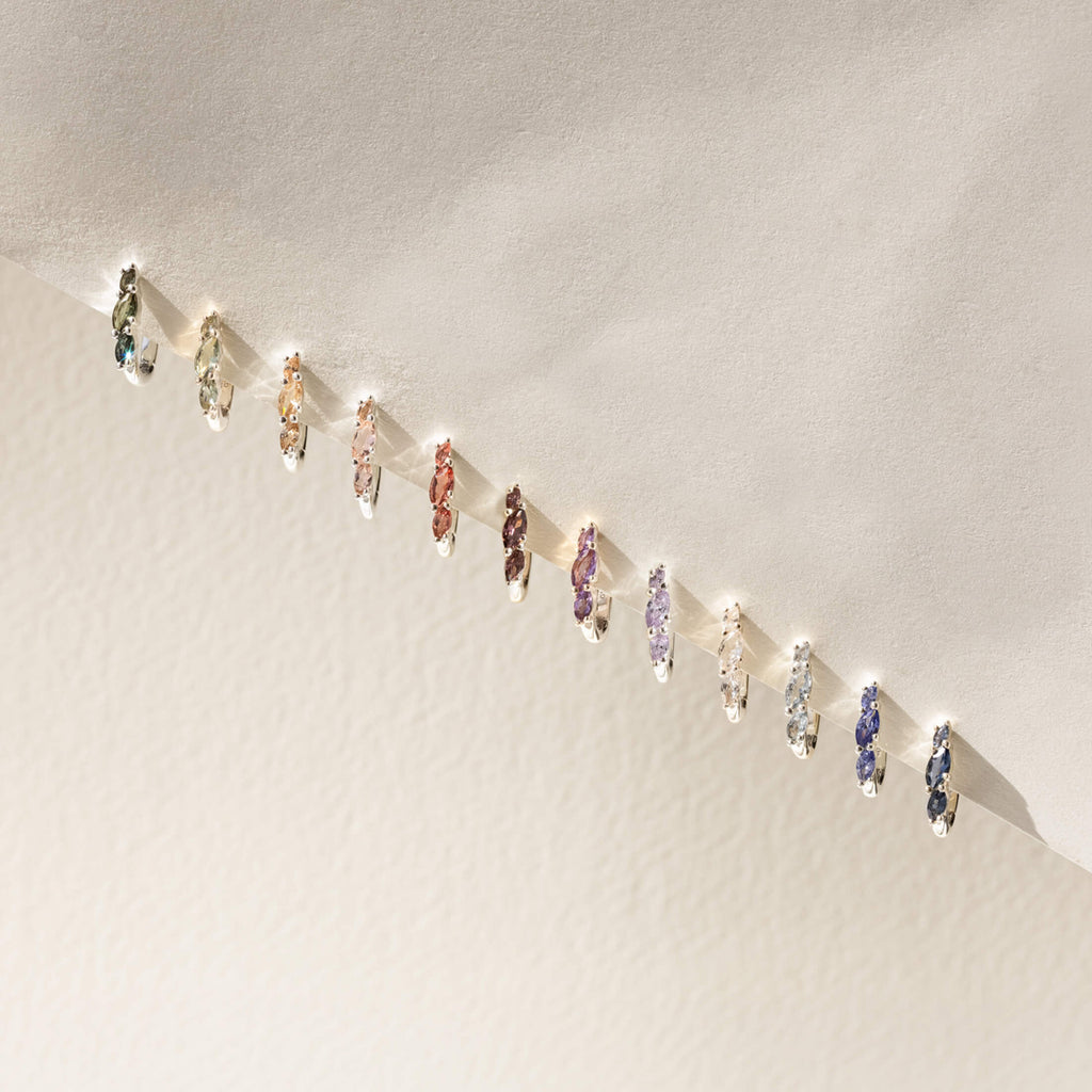Aura Birthstone Marquise Hoops