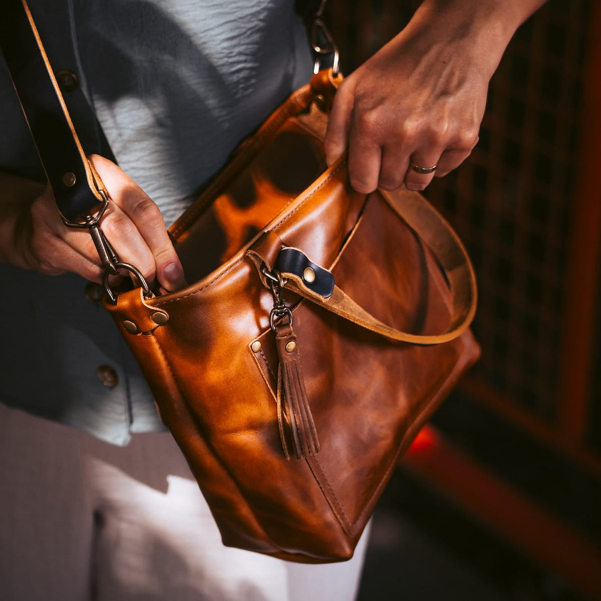 Leather Crossbody Bag — Deluxe — view 4